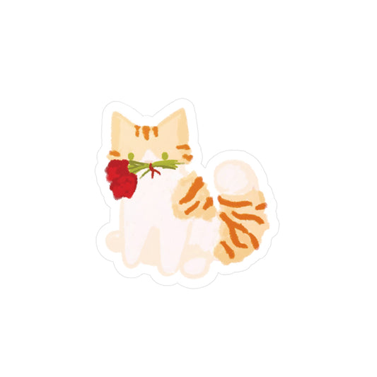 orange flower cat sticker