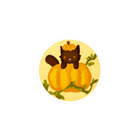 black cat in pumpkin sticker