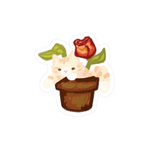 flower pot cat sticker