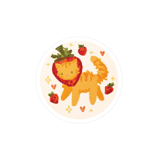 orange strawberry cat sticker