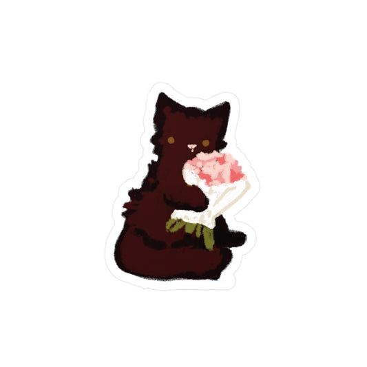 black flower cat sticker
