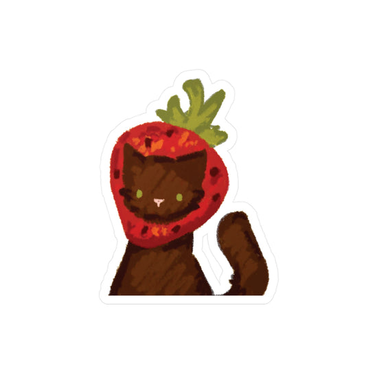 black strawberry hat cat sticker