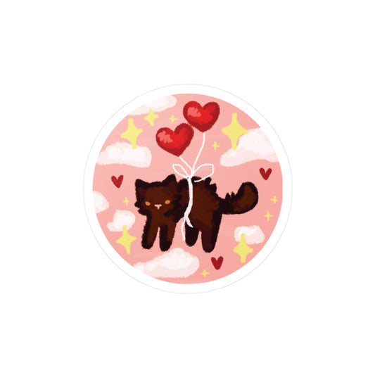 valentine's balloon cat sticker