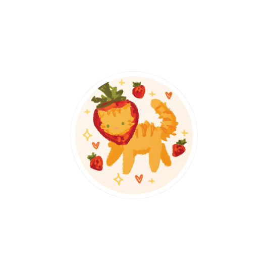 orange strawberry cat sticker