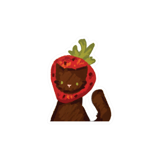black strawberry hat cat sticker