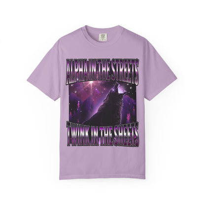 alpha in the streets twink in the sheets unisex t-shirt