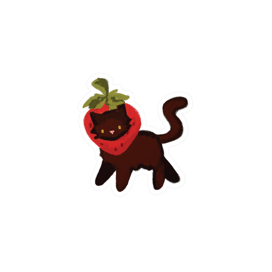 black strawberry cat sticker